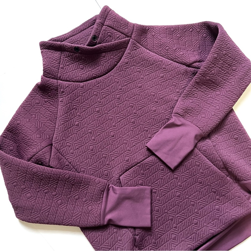 Athleta Jacquard Elevation Burgundy Pullover Sweatshirt